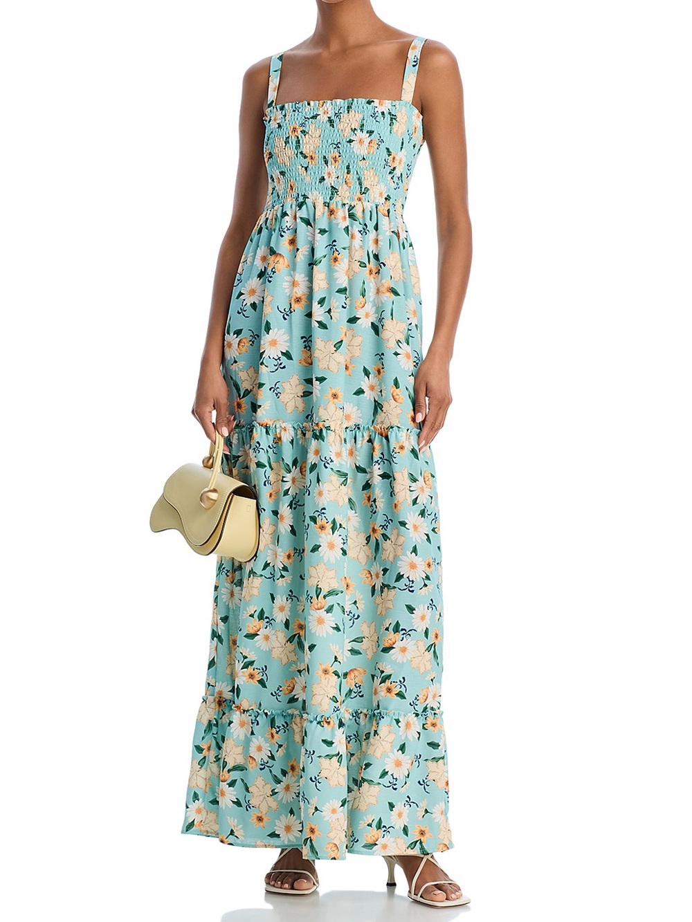 Agua Bendita Womens Lucery Green Floral Print Long Maxi Dress vacation M $380